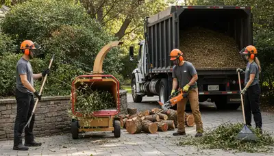 Pittsburgh, PA arborists removing overgrown shrubs for safe, efficient shrub removal service