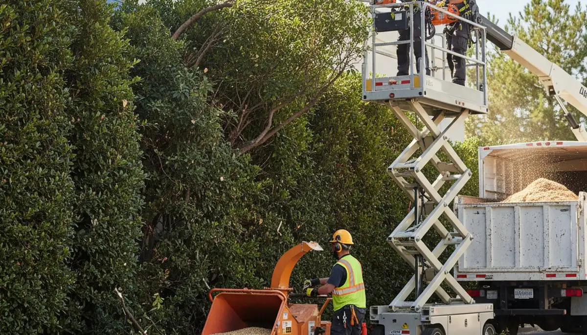 Shrub removal service in Pittsburgh, PA with a tree care crew clearing overgrown bushes safely