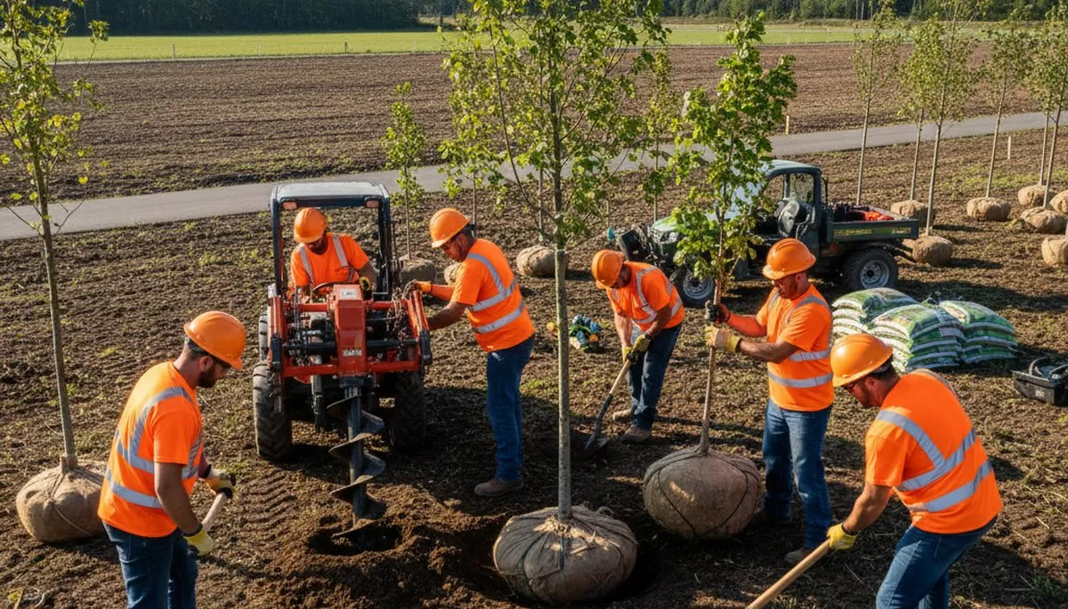 Pittsburgh, PA tree planting service selecting and planting healthy trees for a residential property