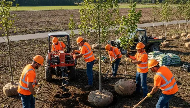 Pittsburgh, PA tree planting service selecting and planting healthy trees for a residential property