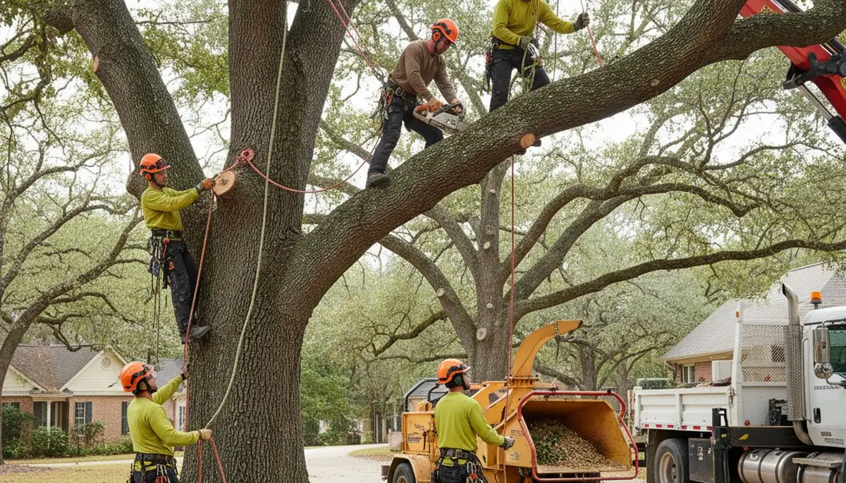 Professional tree removal crew in Pittsburgh, PA safely removing a hazardous tree