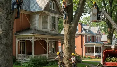 Tree service crew in Pittsburgh, PA providing professional tree removal and trimming services