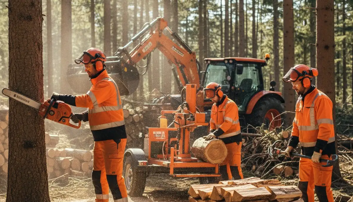 Woodlot management crew clearing trees on a wooded property in Pittsburgh, PA